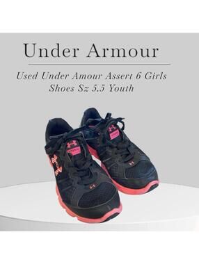 Under Armour Assert 6 Youth Running Shoes Black & Pink Sz 5.5